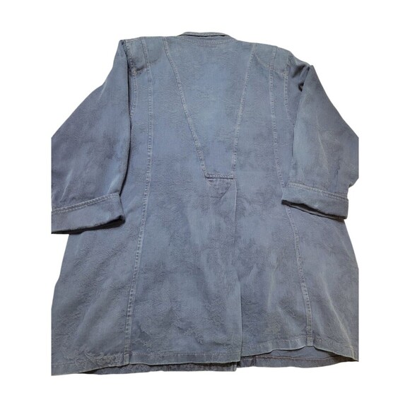 VINTAGE Retro 80s Maria Koutsikou Oversized Jacket Blue Floral Jacquard Sz M H3 - Picture 6 of 10